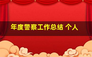 年度警察工作总结 个人